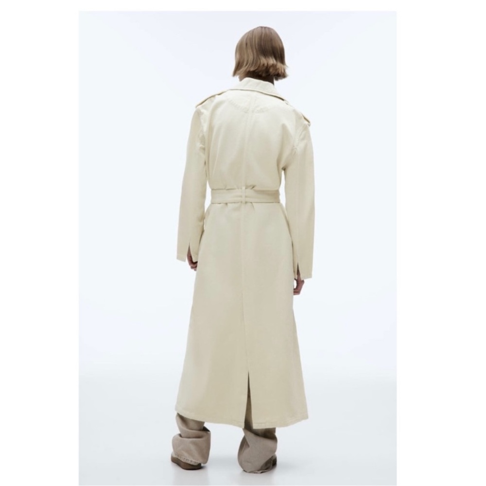 ZARA BELTED COTTON TOPCOAT TRENCH COAT - Picture 8 of 15